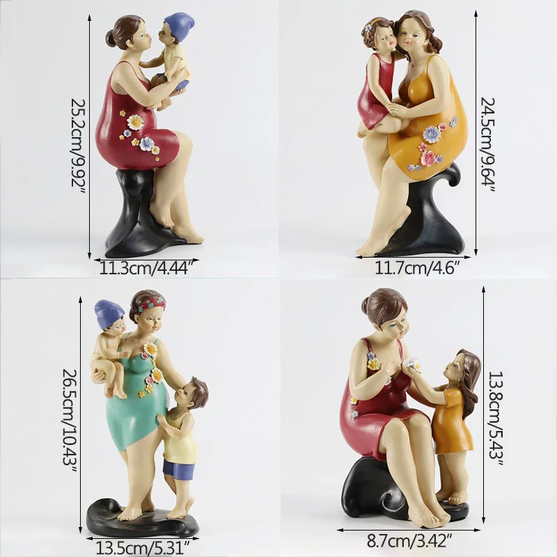 Скульптура героев американской серии Мама и сын Теплая семейная статуя из смолы