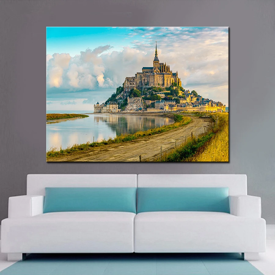 

Холст печатные изображения HD Гостиная Wall Art 1 Piece/Pcs морской замок пейзаж Живопись Домашний Декор здания плакат рамки
