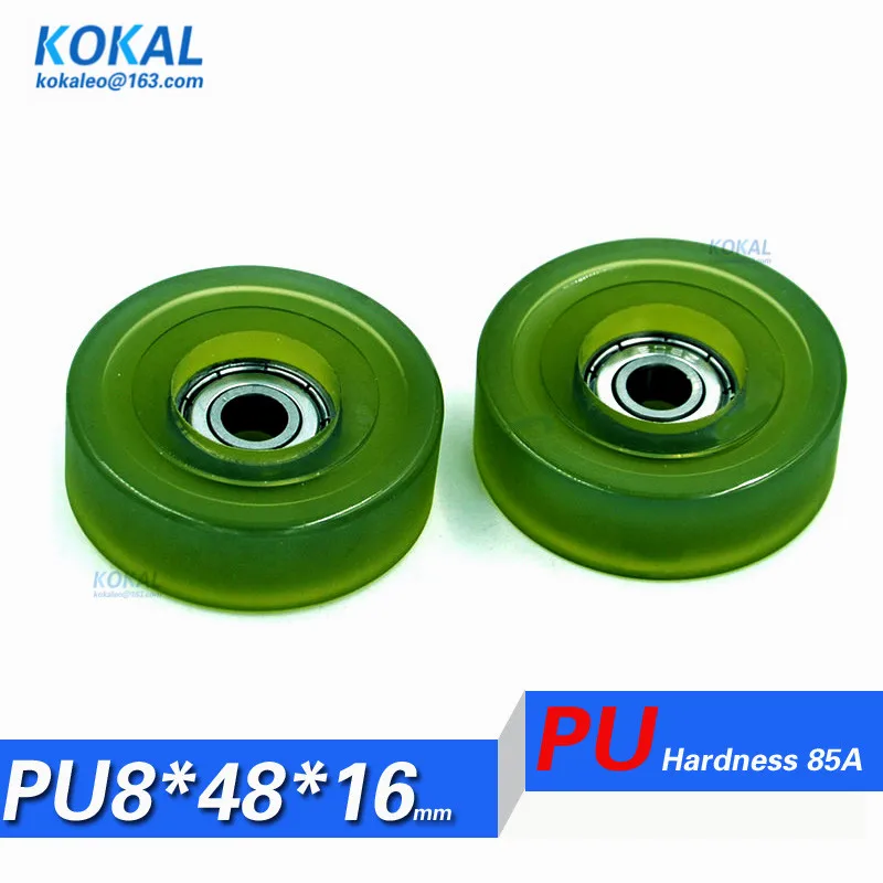 [PU0848-16] 10 шт./партия 608zz 608 с покрытием из ТПУ PU мягкой резины низкий уровень шума шарикоподшипник PU ролик колеса 8X48X16 мм