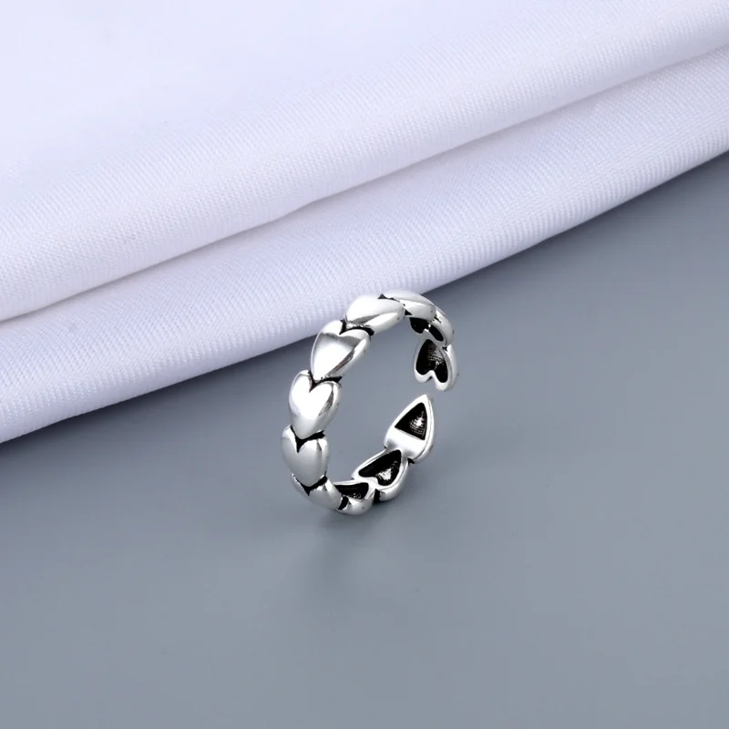 

MrZMsZ Heart-to-heart Shape Rings For Women Vintage luxurious Adjustable Open Ring Teen Girls 2021 Trendy Gift Fashion Jewelry