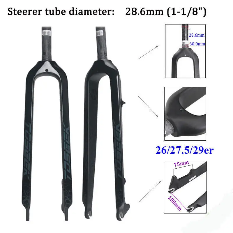 TOSEEK углеродное волокно MTB вилка горный велосипед жесткий прямой дисковый тормоз
