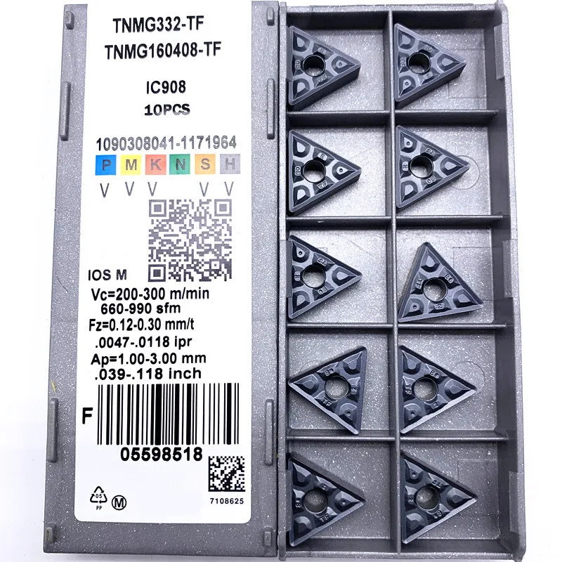 TNMG160408 TF IC907 / IC908 внешние токарные инструменты карбидная вставка TNMG 160408 токарный