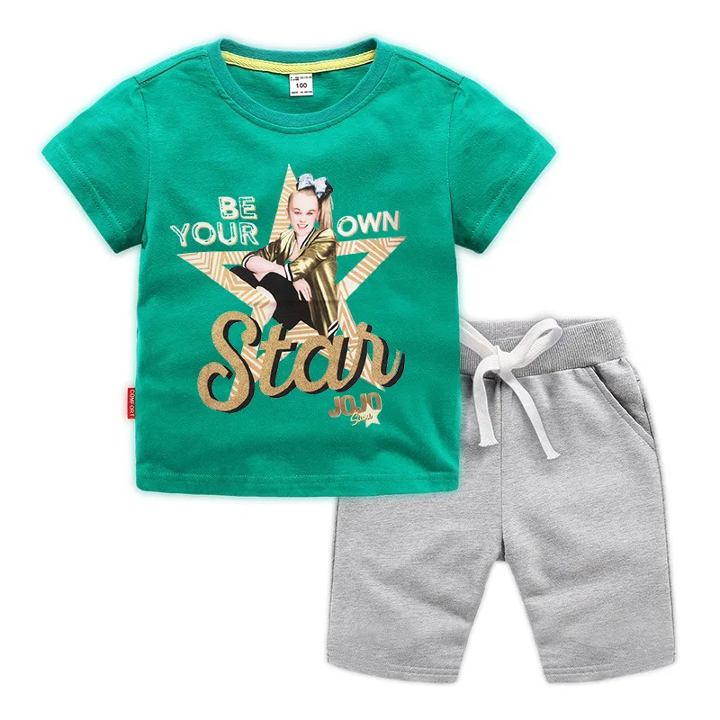 

JoJo Siwas Girls Pajamas Set Shorts Short Sleeve T-shirt Cotton Kids Clothing Summer Causal Sport Baby Boy Clothes