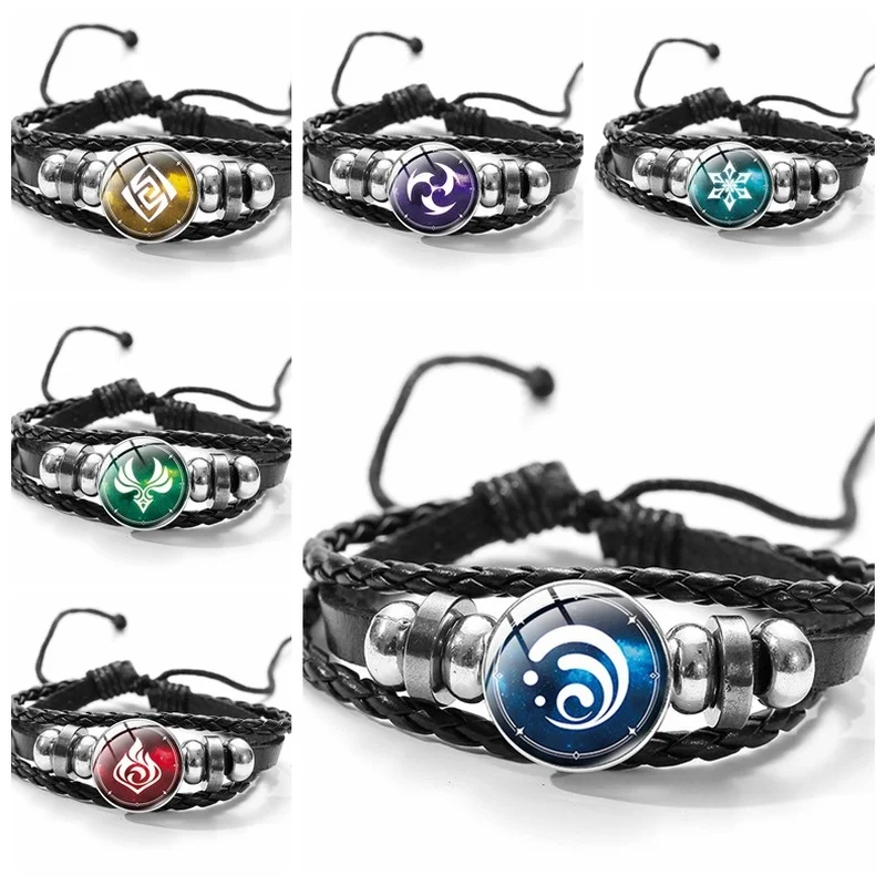 

Game Genshin Impact Cosplay Bracelet Wristband Prop Eye of God Time Gem Cabochon Element Bracelet Jewelry Accessories