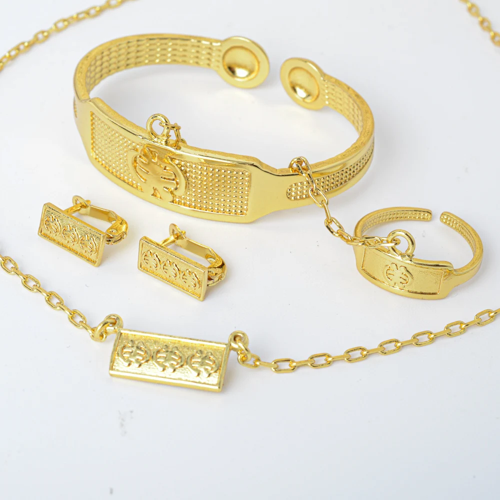 

Ювелирные изделия ZEADear, наборы для малышей, милые прекрасные африканские серьги из Дубая, ожерелье, браслет, кольцо для малышей, детская повс...