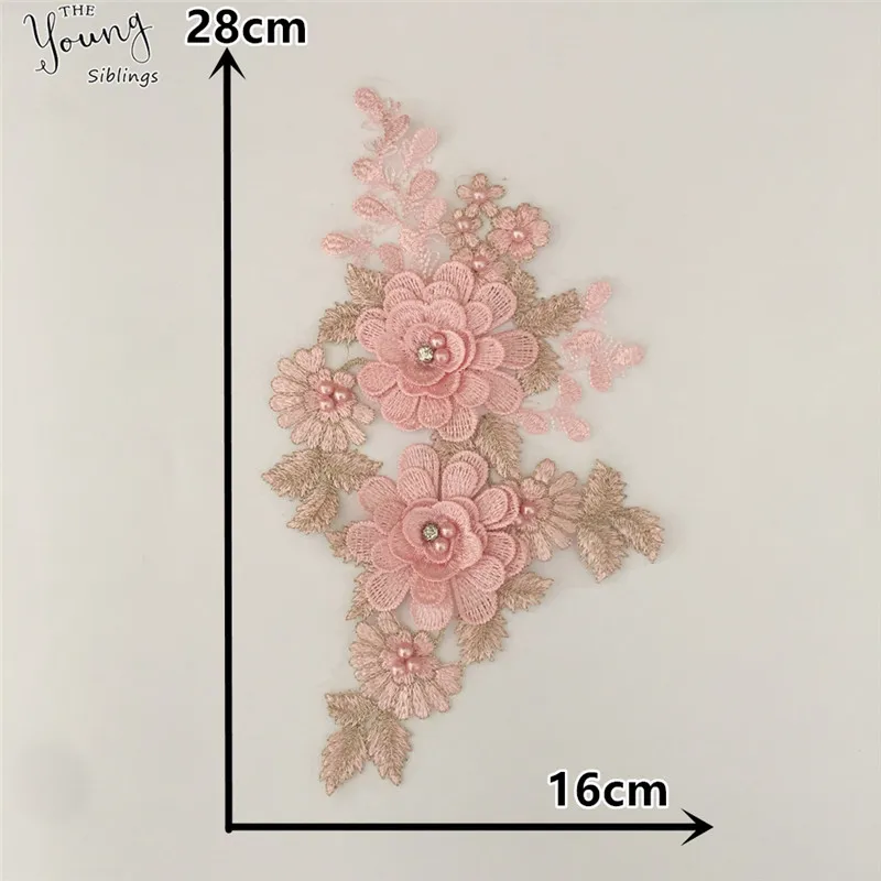 Новое поступление Розовый 3D цветок кружевной воротник DIY швейная Наклейка ABS