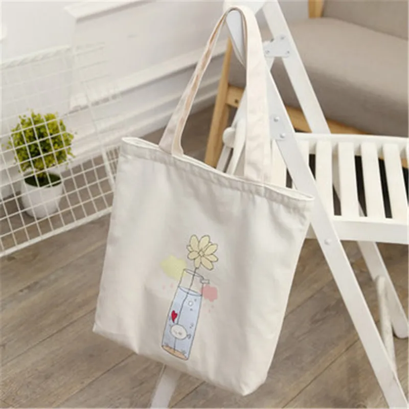 

1PCS New Design Shoulder Bags Reusable Eco Large Canvas Shoulder Bags Tote grocery cloth Bags Pouch Women Foldable Shopping Bag