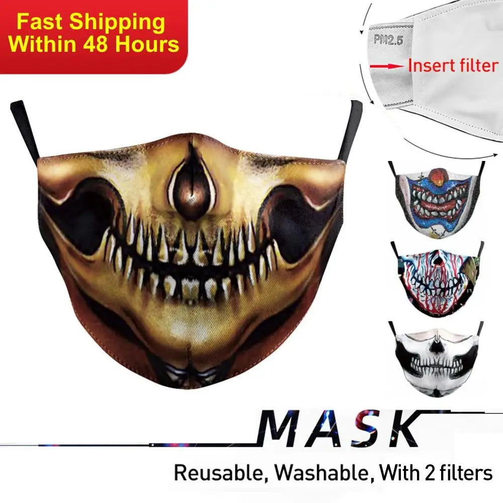 

Zawaland Anti-Dust Mask Skull Gothic Face Mouth Mask Unisex Outdoor Protective Filter Mask Anti Pollution Washable Breathable