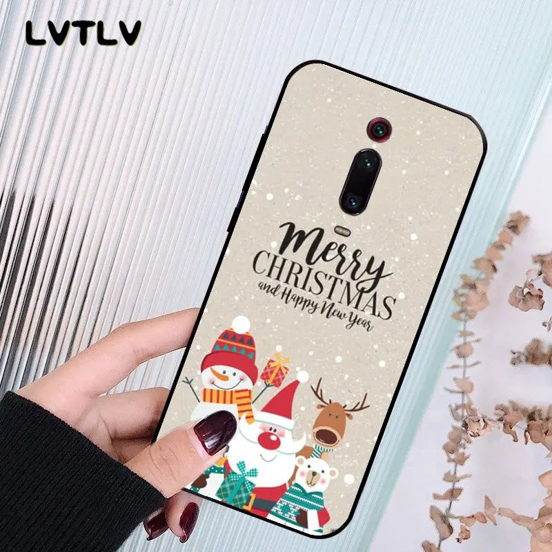 LVTLV Merry Christmas Gift Black TPU Soft Phone Cover for Xiaomi 8 9 se 5X Redmi 6pro 6A 4X 7 5plus note 5 |