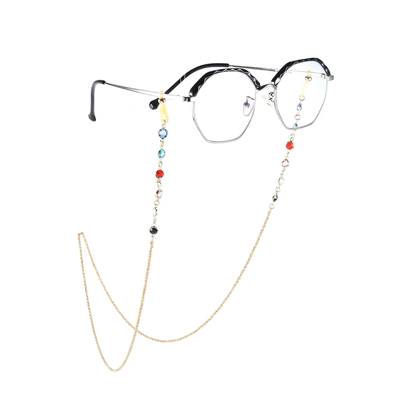 

Colorful Crystal Glasses Chain for Women Friends Mask Glasses Gold Silver Chains Color Rhinestones Beaded Lanyard Necklace Strap