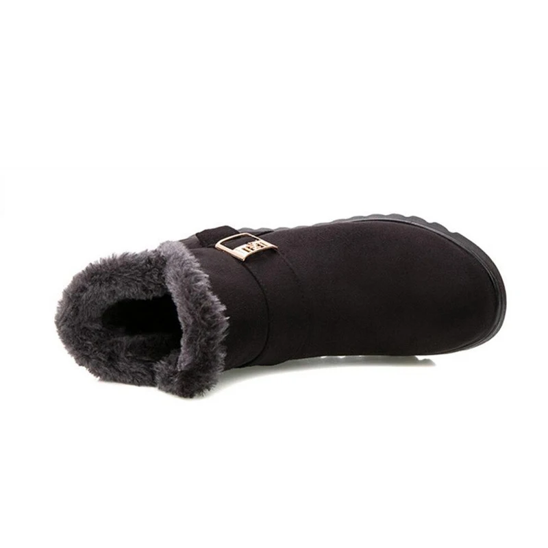 

Warm snow boots short fur plush winter ankle platform ladies suede cotton shoes women comfortable