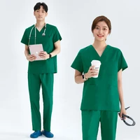 cotton medical scrub workwear nurse uniform o r v neck top and pant summer winter beautician pet vet healthcare outfit 101