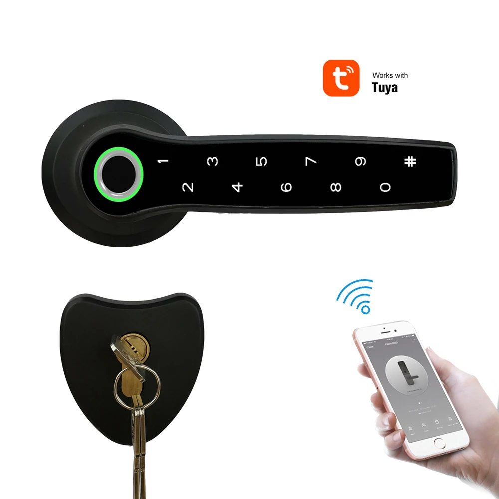 

Умный биометрический Bluetooth дверной замок Tuya App с отпечатком пальца и ручкой