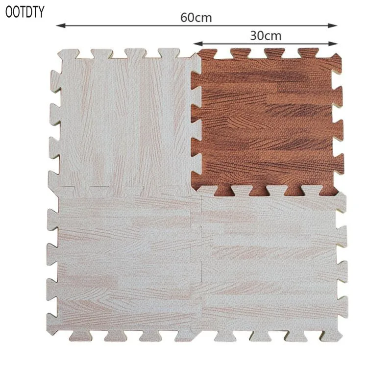 

OOTDTY Soft Eva Foam Puzzle Crawling Mat;10pcs Wood Interlock Floor Tiles;Waterproof Rug For Kids,Living Room,Gym