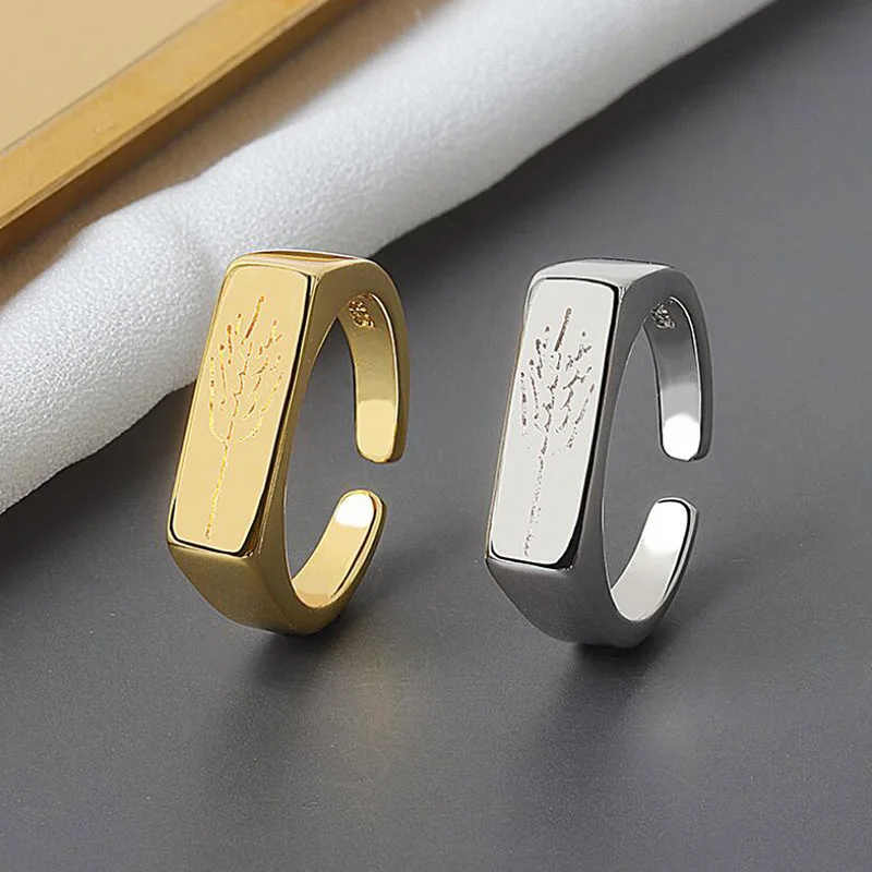 

Vintage Elegant 925 Sterling Silver Geometric Branch Texture Ring for Women Party Gift Female Adjustable Size Finger Rings