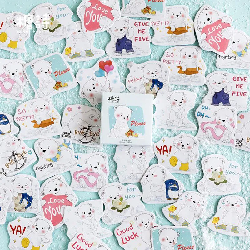 45 шт милые молочно белого цвета наклейки &quotмедведь&quot пакет Kawaii планировщик для