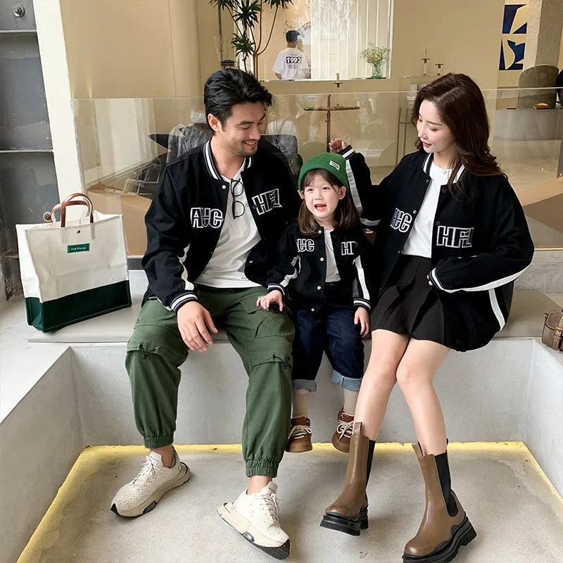 

Family Look Baseball Jacket for Boys Mom Son Outfits Father Daddy Baby Tops Jacket Mommy and Me Coat Clothes Children Sweatshirt