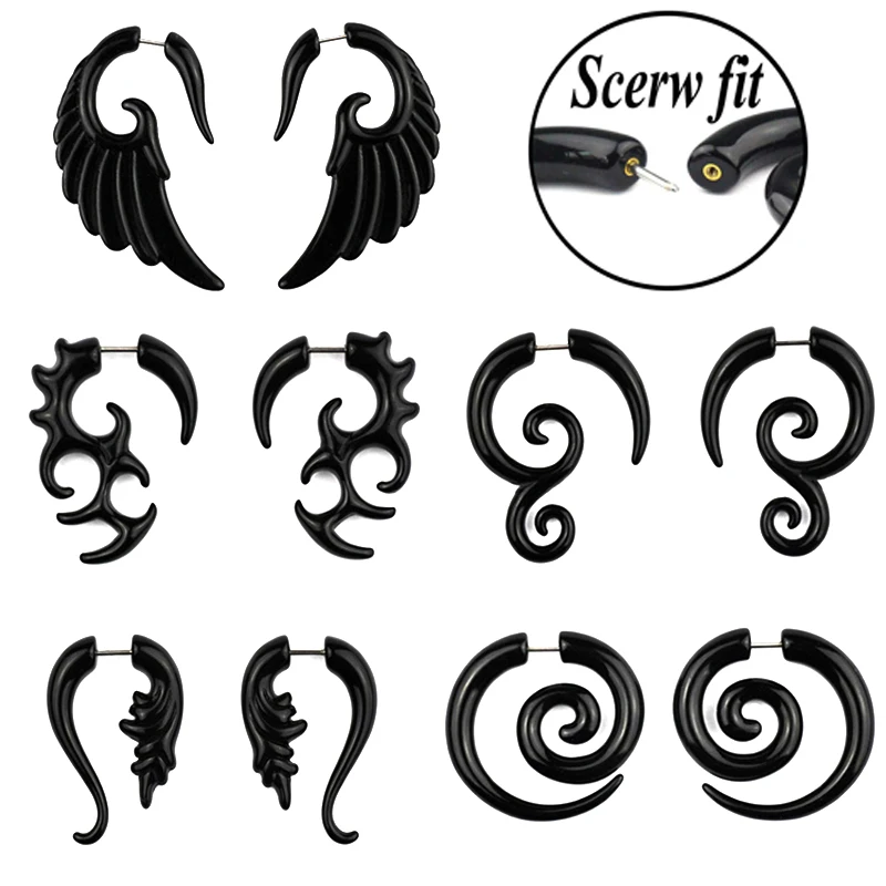 5 пар акриловых поддельных пробок тоннель Faux Ear конические манометры твист серьги
