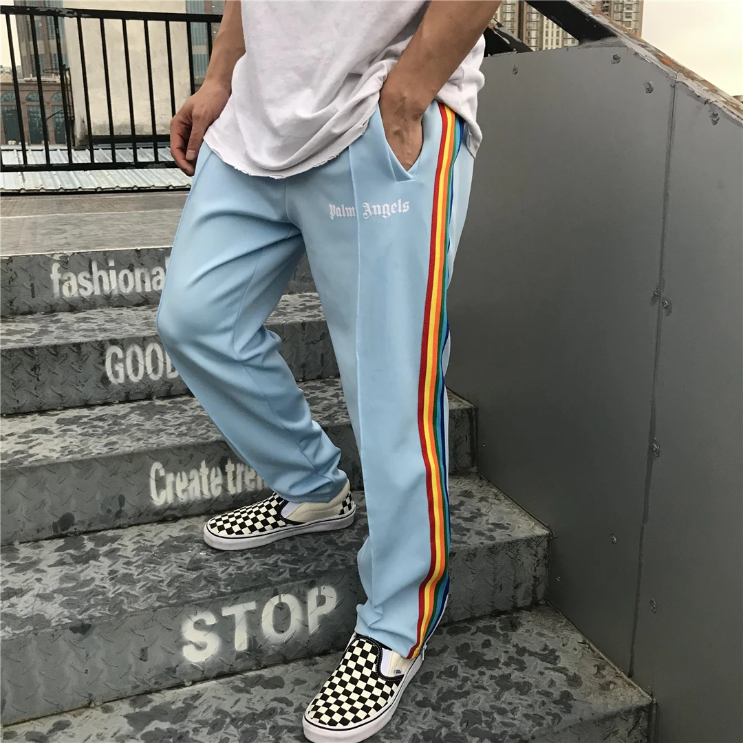 

Palm Angels Side Striped Rainbow Campus Style Men's and Women's Zipper 77219656210