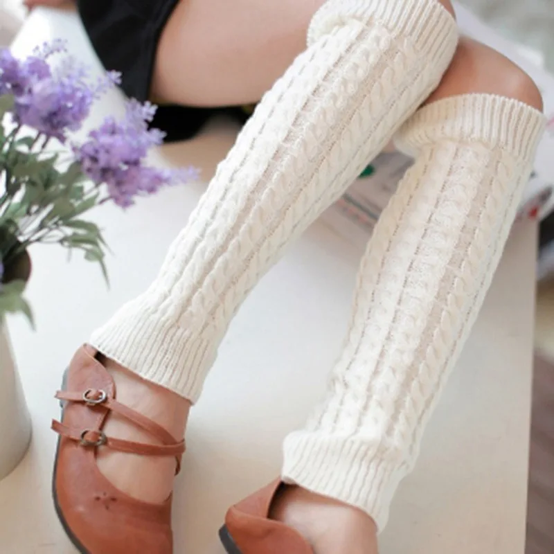 

New Women Autumn And Winter Legwarmers Kapron Hemp Flowers Kneepad Leg Warmer Female Girls Pile Heap Socks Sports Safety