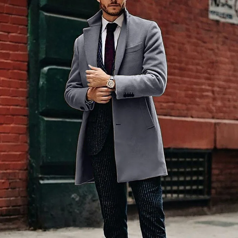 

Dihope Novelty Mens Khaki Baggy Long Trench Coat, Classic Autumn and Winter Long Jacket, Men Casual Coat Oversized