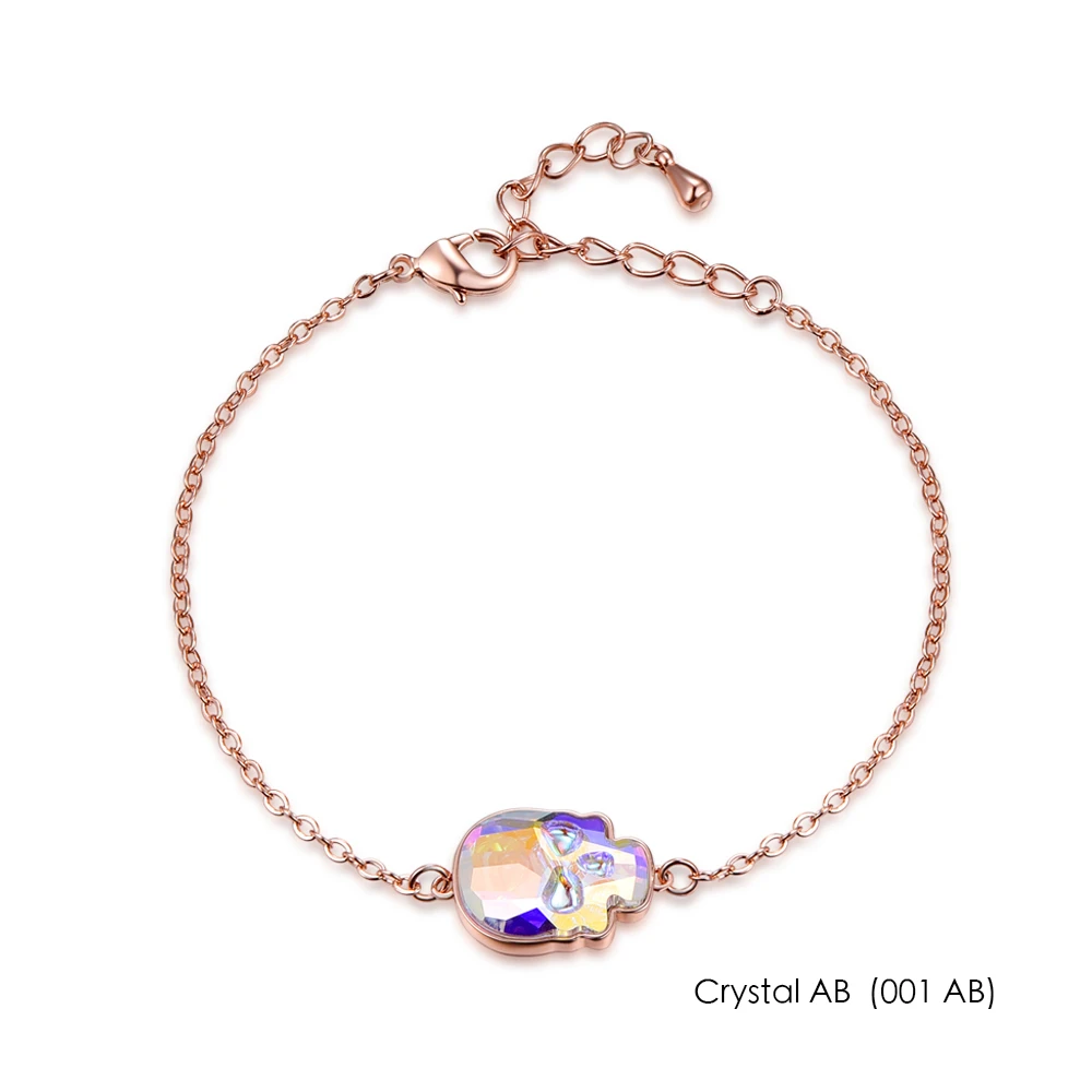Malanda кристаллы от Swarovski браслеты с черепами браслеты для женщин новые модные браслеты из розового золота свадебные украшения подарок для девочек - Окраска металла: Crystal AB