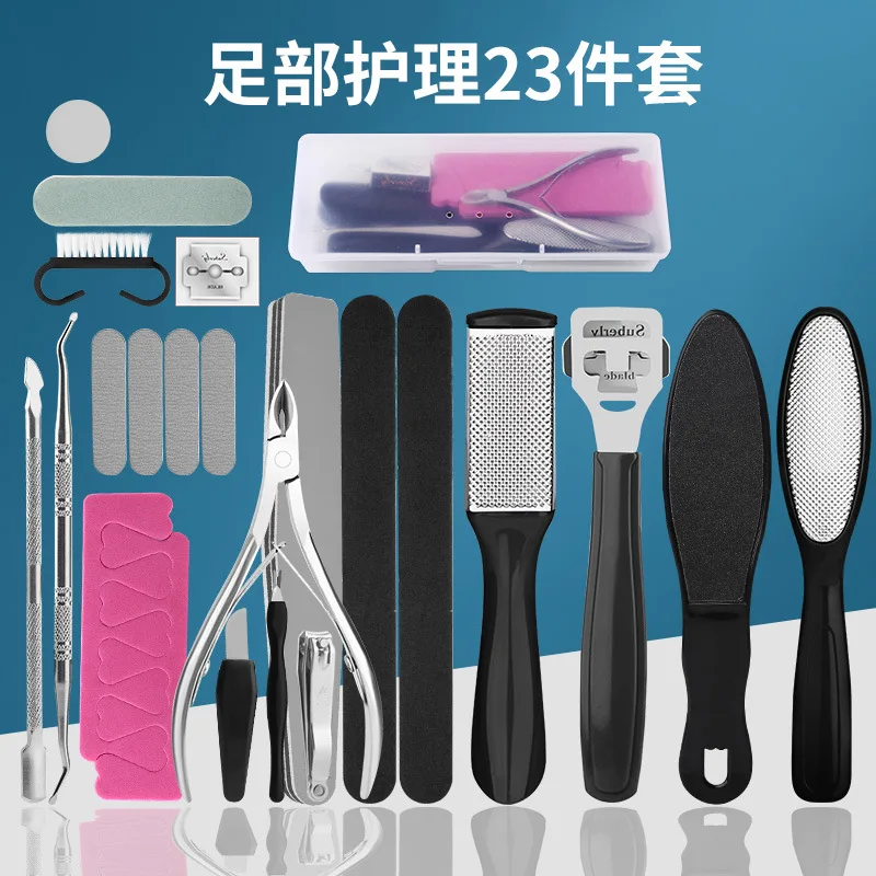 Pedicure Set Peeling and Exfoliating Calluses Foot Scrubbing Brush Stainless Steel Double-sided Foot Care Pedal Stone 10 in 1