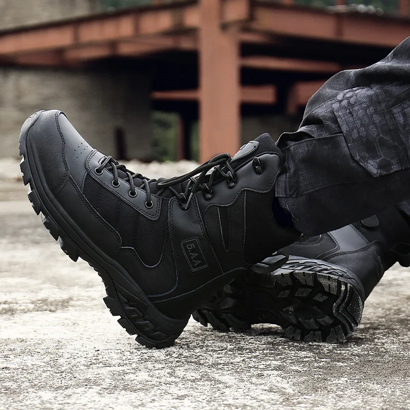 UPONE Fashion Black Winter Military Desert High Top Tactical Hunting Shoes Men Outdoor Waterproof Hiking Shoes botas militares