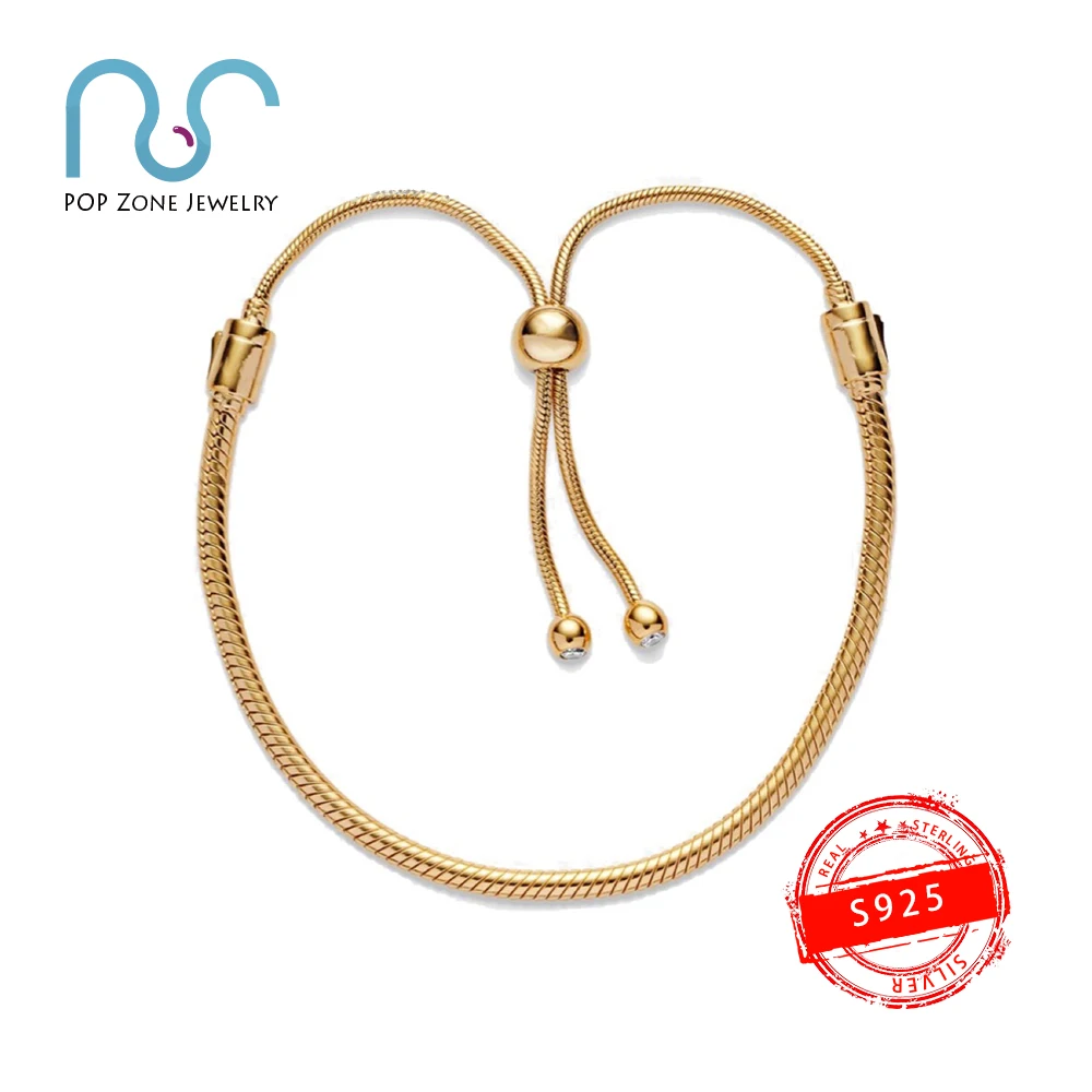 

Fit Original Pan Charm Bracelet S925 Sterling Silver Bracelet Snake Chain Slider Bracelet Female Brand New Limit Jewelry Gift