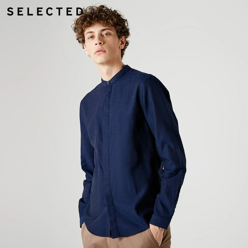 SELECTED male cotton buttons business casual long sleeved shirt S|417305540 | Мужская одежда