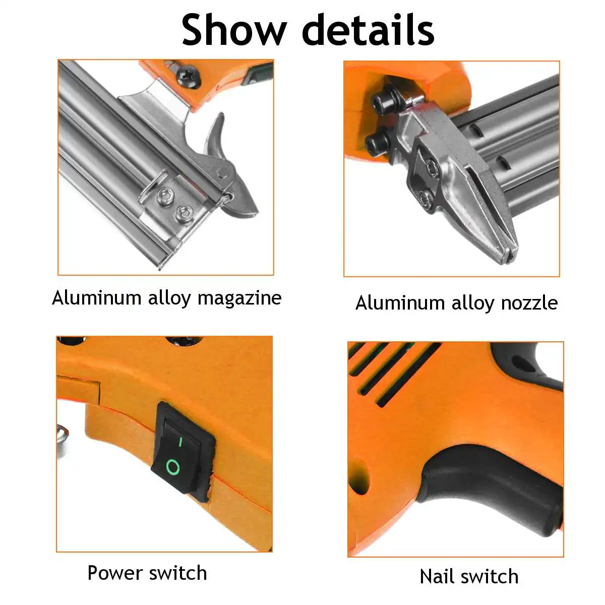 

Multifunction Electric Straight Nail Gun 10-30mm High Power 220V 2300W Heavy-Duty Woodworking Tool Electrical Staple Nail