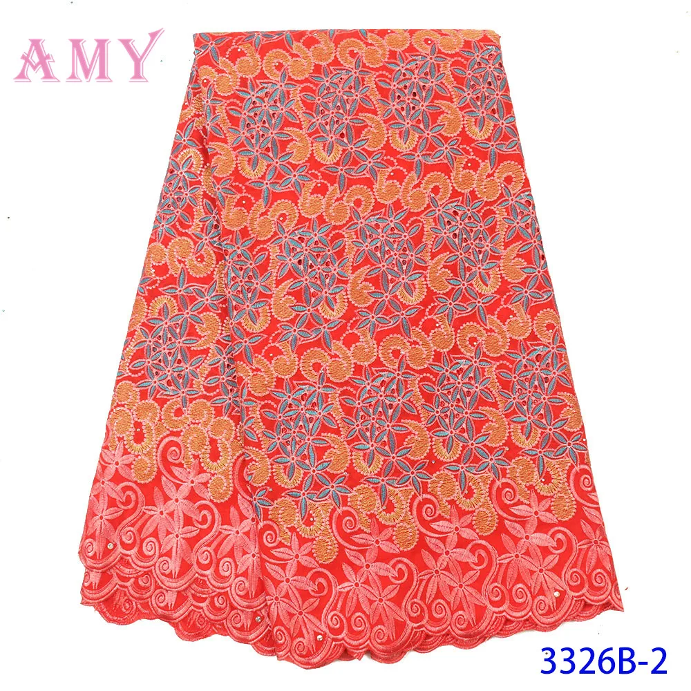 

100% Cotton Design Swiss Voile Lace In Switzerland With Stone African Dry Lace Fabric High Quality Nigerian For Wedding AMY3326B