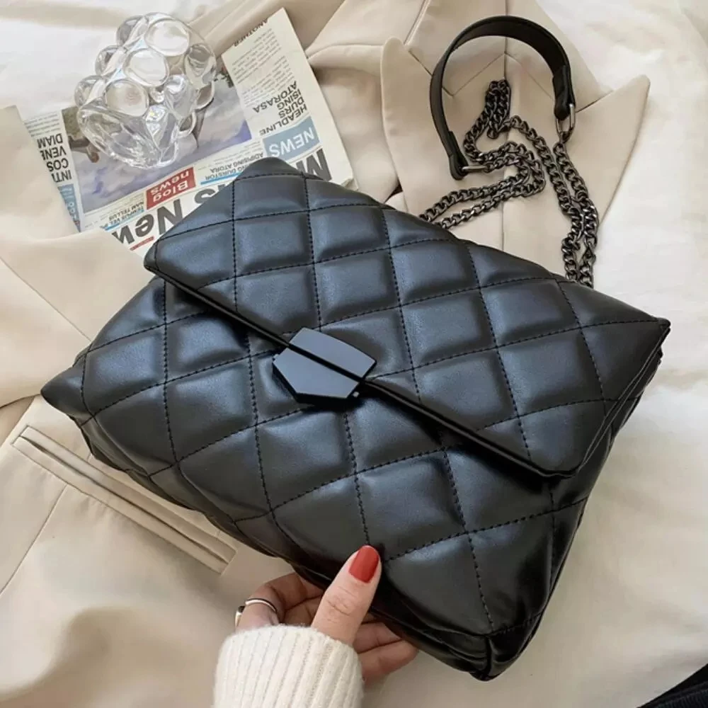 

Lingge PU Leather Flap Bags for Women 2021 Fashion Branded Crossbody Shoulder Hand Bag Lady Solid Color Handbags and Purses