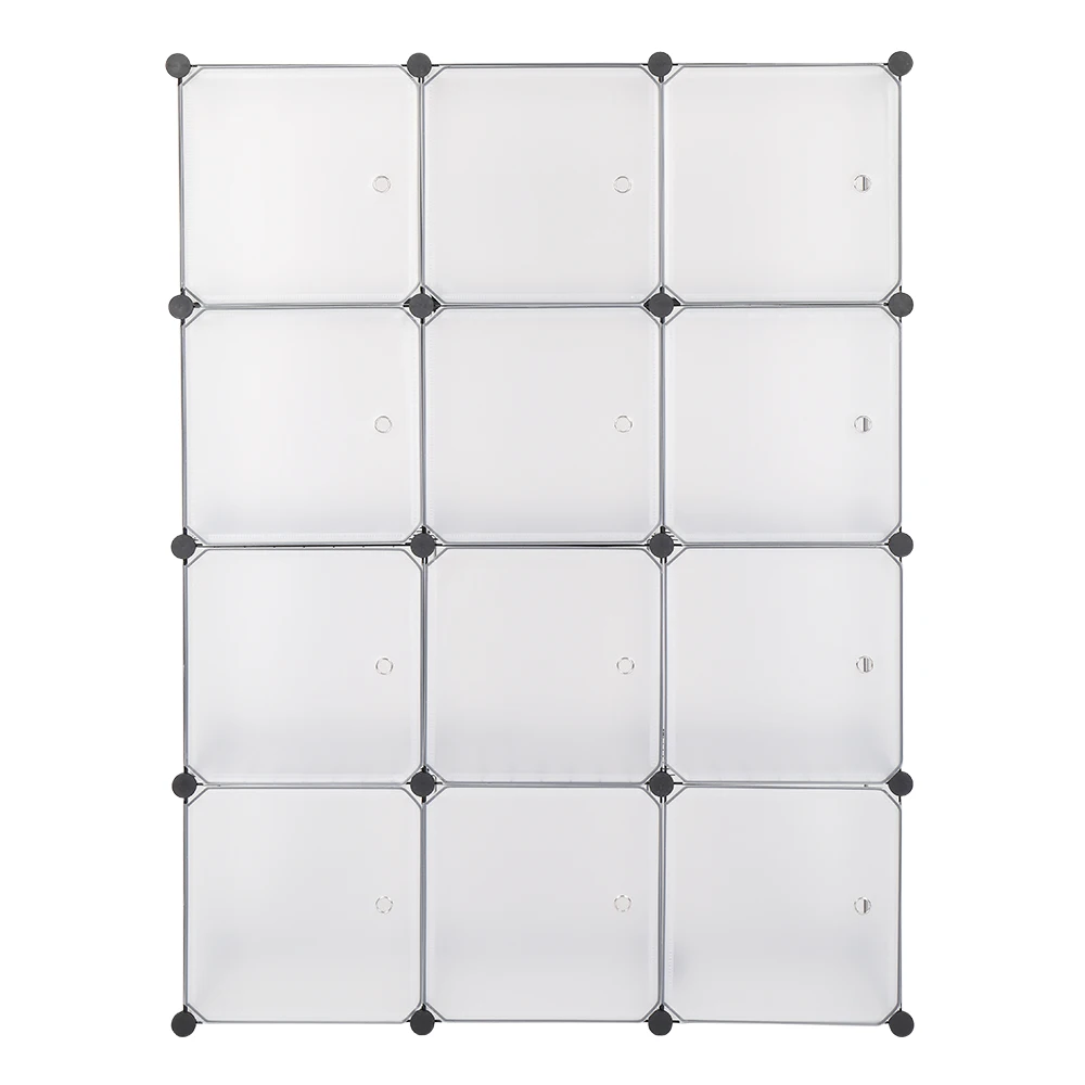 

4-Layer 12 Grids Storage Shelf Box Cube Bookcase Bookshelf Organizer Closet Toy Organizer DIY Cabinet White Toy Clothe Portable