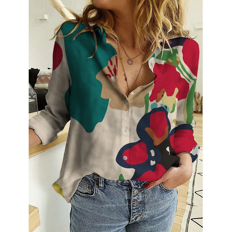 Женская винтажная рубашка с длинным рукавом и цветочным принтом осень 2021 новая