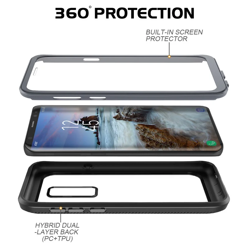 GrandEver Bumper Case for Samsung Galaxy Note 9 10 S9 S8 Plus case PC TPU Back Cover For S10e S10 plus Clean |