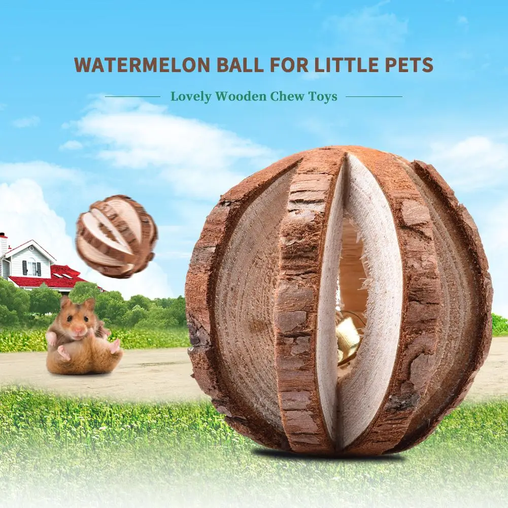 Жевательные игрушки для питомцев из натурального дерева хомячок мяч арбуз с