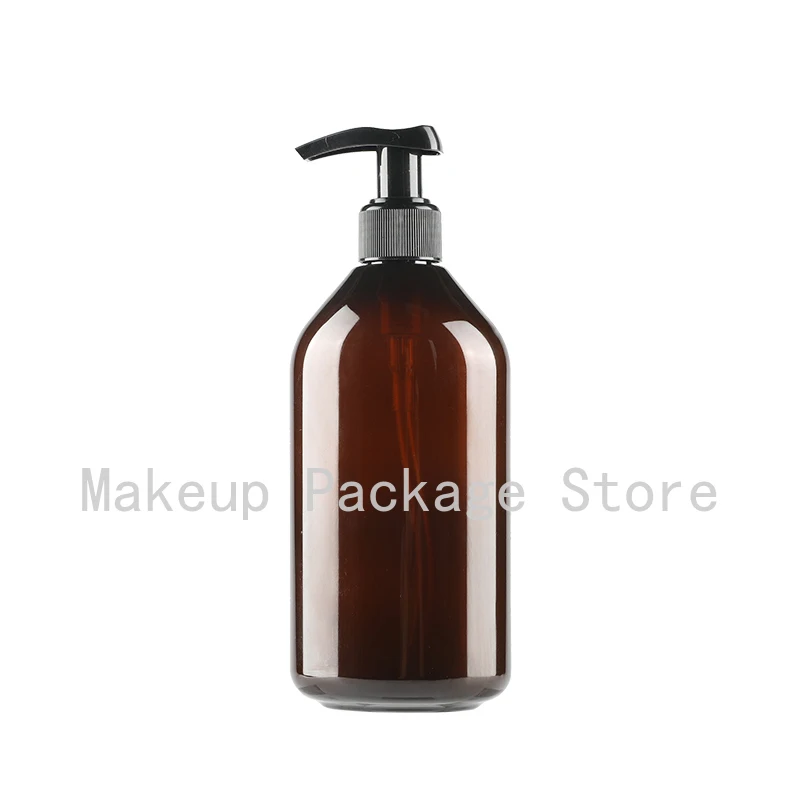 

400ml 10pcs/lot PET Brown Empty Lotion Pump Bottle,DIY Cosmetic Shampoo Refillable Container, Portable Travel Body Emulsion Tube