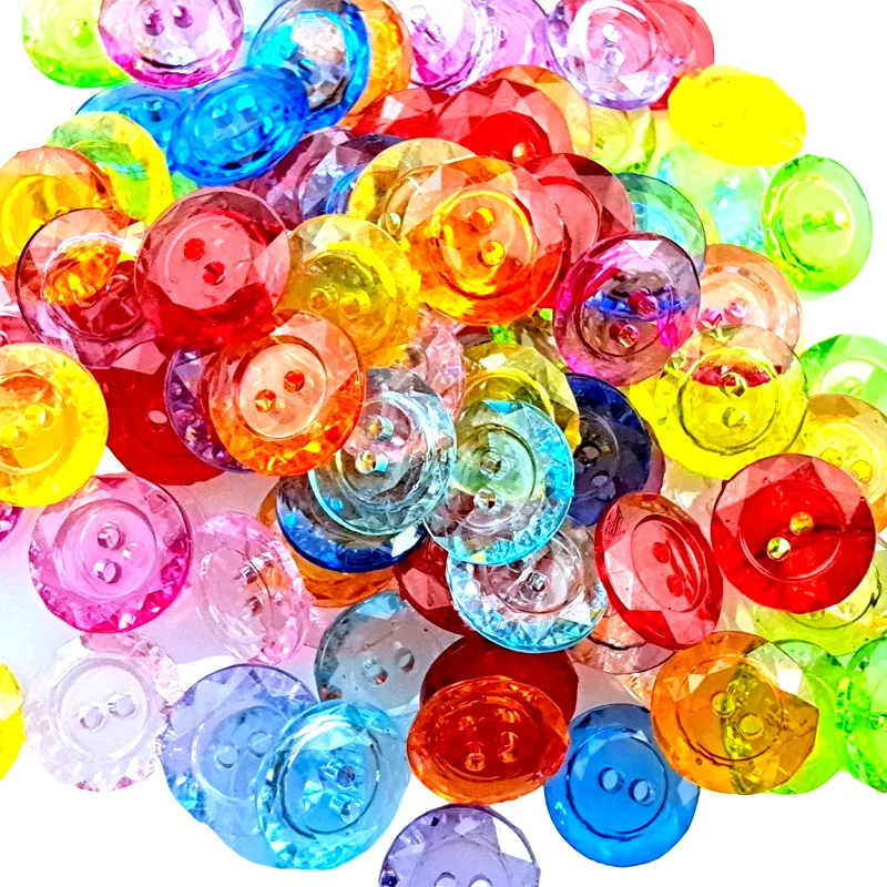 HL 100 шт Новый стиль 2 отверстия прозрачный смешанный цвет 11 мм Пластиковые кнопки