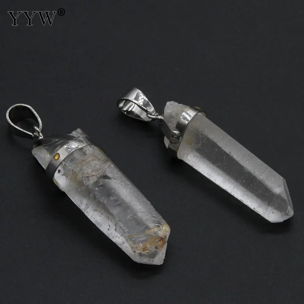 1 шт. прозрачная подвеска Маятник из кварцевого камня колонна Посеребренная