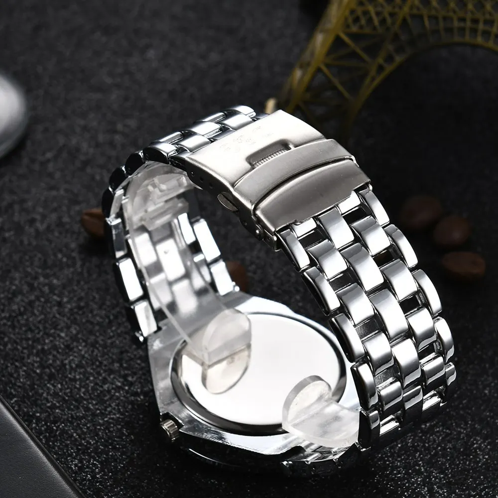 Часы мужские кварцевые круглые из нержавеющей стали |