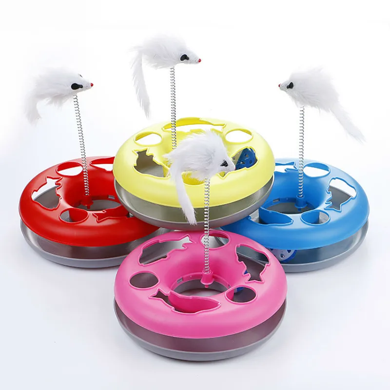 

Cat Toy interactive Play Disk With Mouse Spring Dog Toys Mice Animal Kitten Chat Katten Speelgoed игрушка для кошки pet supplies