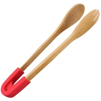 1 piece food tongs buffet cooking tools detachable bamboo anti heat bread clip home pastry toast tong kitchen cooking utensils