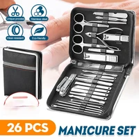 26 pcs stainless manicure cutter pedicure set nail clippers kit cuticle clippers grooming beauty nail trimming accessories tools