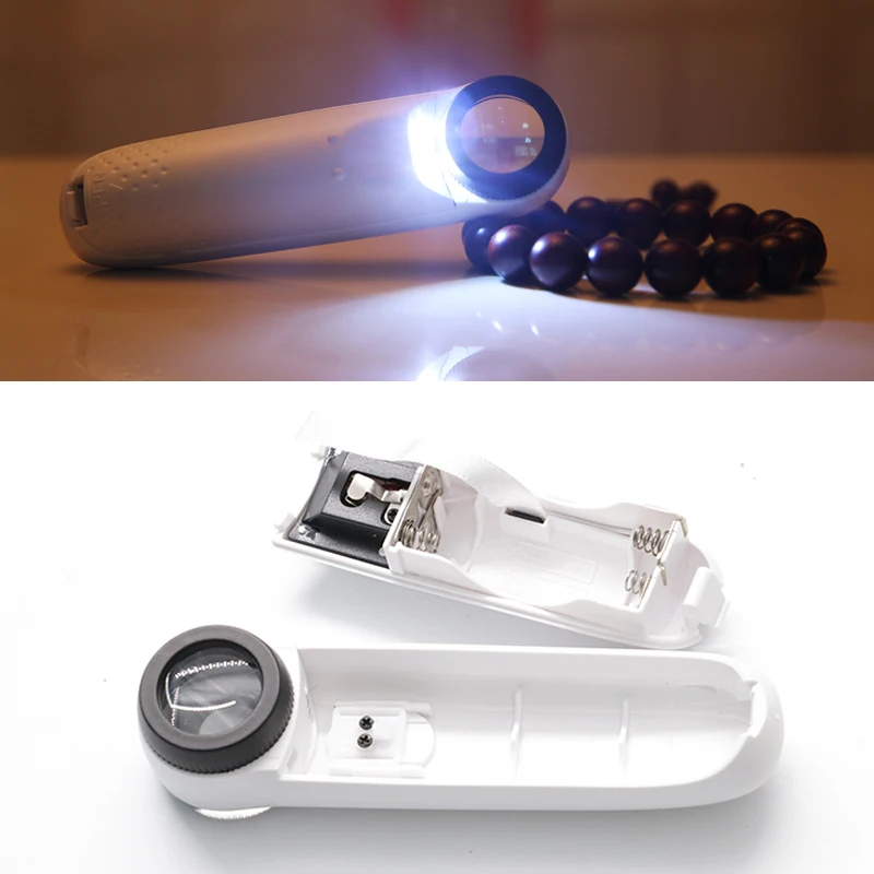 Увеличительное очки со светодиодными огнями освещения 20X Лупа с ручкой прямая