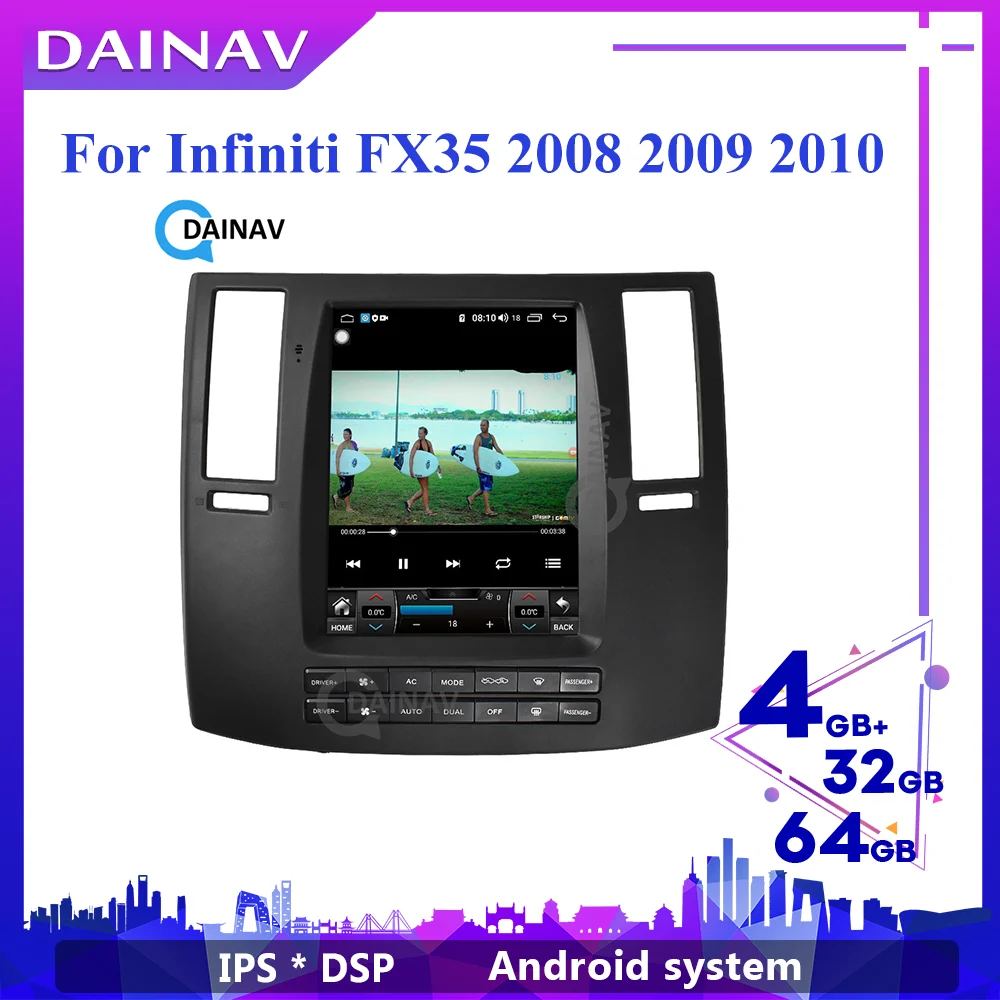

Автомагнитола на платформе Android с вертикальным экраном и GPS-навигацией для-Infiniti FX35 2008 2009 2010 Автомобильный мультимедийный DVD-плеер в стиле Tesla