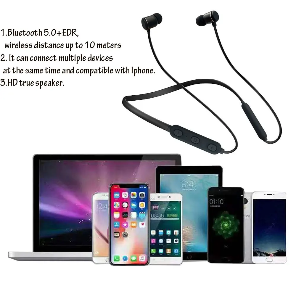 Bluetooth наушники Беспроводные спортивные магнитные с микрофоном Стерео Auriculares для
