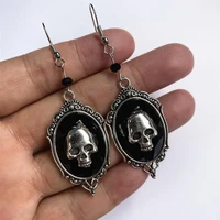 vintage womens skull dangle punk earrings goth hanging drop pendant retro earrings jewelry accessories gift