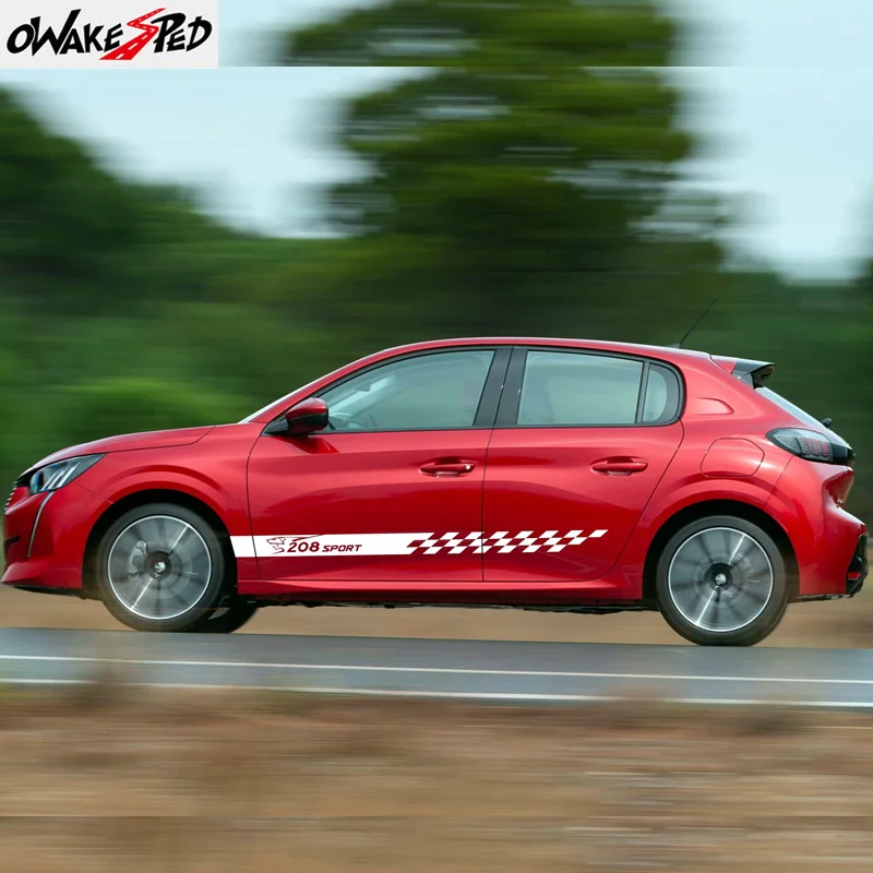 Спортивная наклейка для автомобильной двери боковые полосы на юбку Peugeot 208 2020 2021 GT