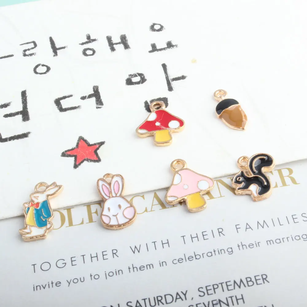 10 шт. Diy корейские ювелирные аксессуары милый кролик гриб подвеска браслет